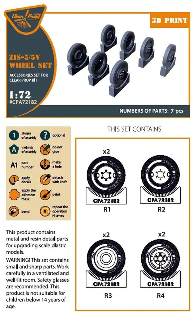 Klare Räder Klare Plastikmodellteile CPUA72182 Prop! 1/72 ZiS-5/5V (für Prop) (Lastwagen)
