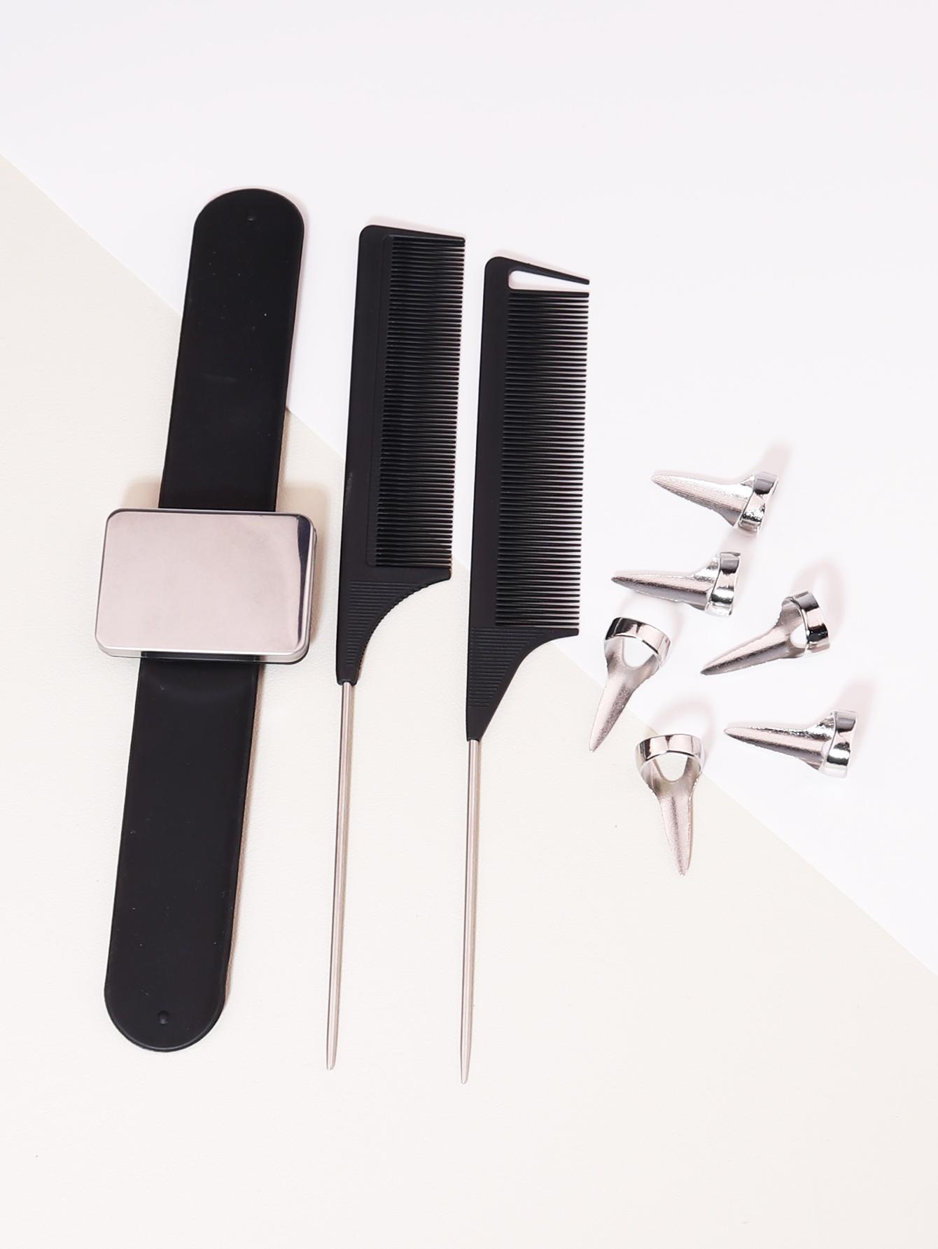 

Набор из 9 предметов: парикмахерские магнитные напульсники, расческа с заостренным хвостиком и распределительные кольца из нержавеющей стали. Специально для париков из натуральных волос.