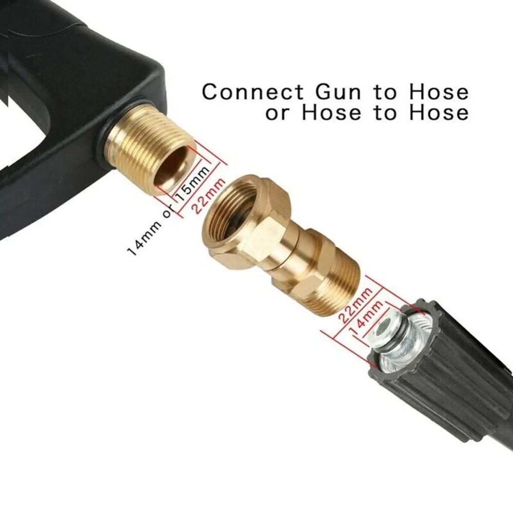 High Pressure Washer Swivel Joint Connector Hose Fitting M22 14MM  Anti-tTangle Thread 360 Degree Rotation Hose Connector
