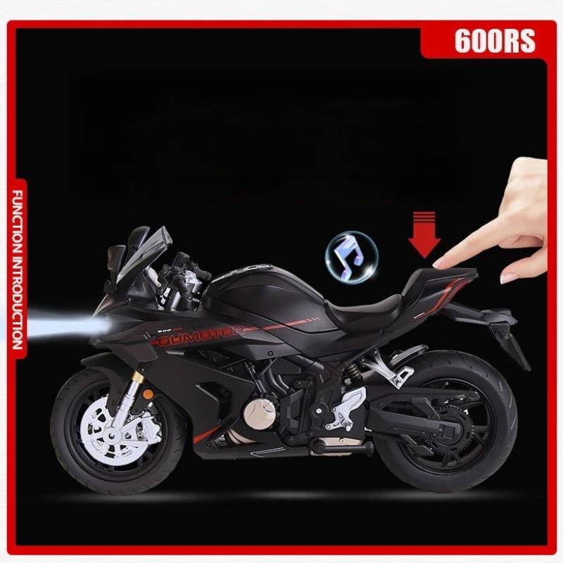 1:12 QJMOTOR 600RS Simulation Alloy QJ Motorcycle Model Exquisite Ornament Sound and Light Model Boy Toy Car Gift