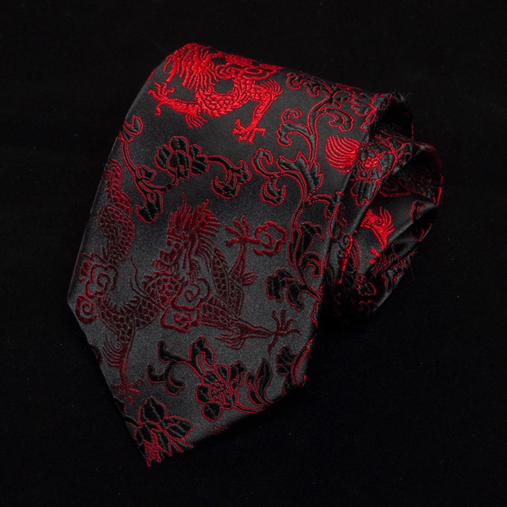 Adjustable Jacquard Silk Tie National Men Necktie Fashion Chinese Dragon Pattern Tie Wedding