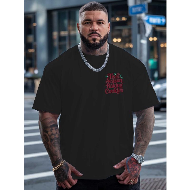 

Baking Time Warm Christmas Round Neck Short-sleeved Men s T-shirt Shirt, Essential Summer Clothing for Men for Basketball and Gym Exercise XL чорний