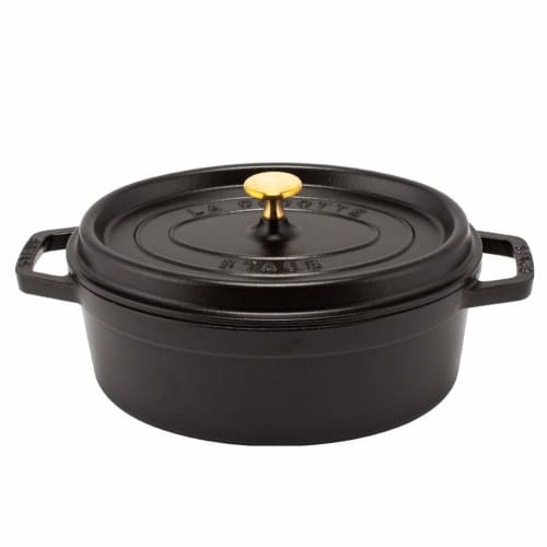 Staub Pico Cocotte Oval, 27cm, Black (1102725) - A stylish enamel pot with handles. Perfect for cooking with other items.