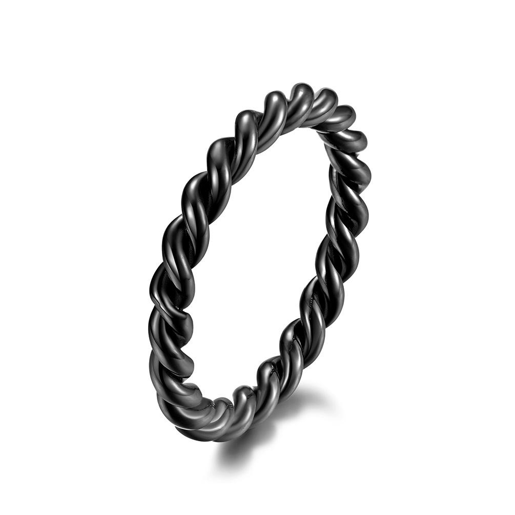 

Simple Style Multi Strand Spiral Weave Fried Dough Twists Titanium Steel Ring Ring Literary Trend Male Neutral Index Finger Couple Ring 12#