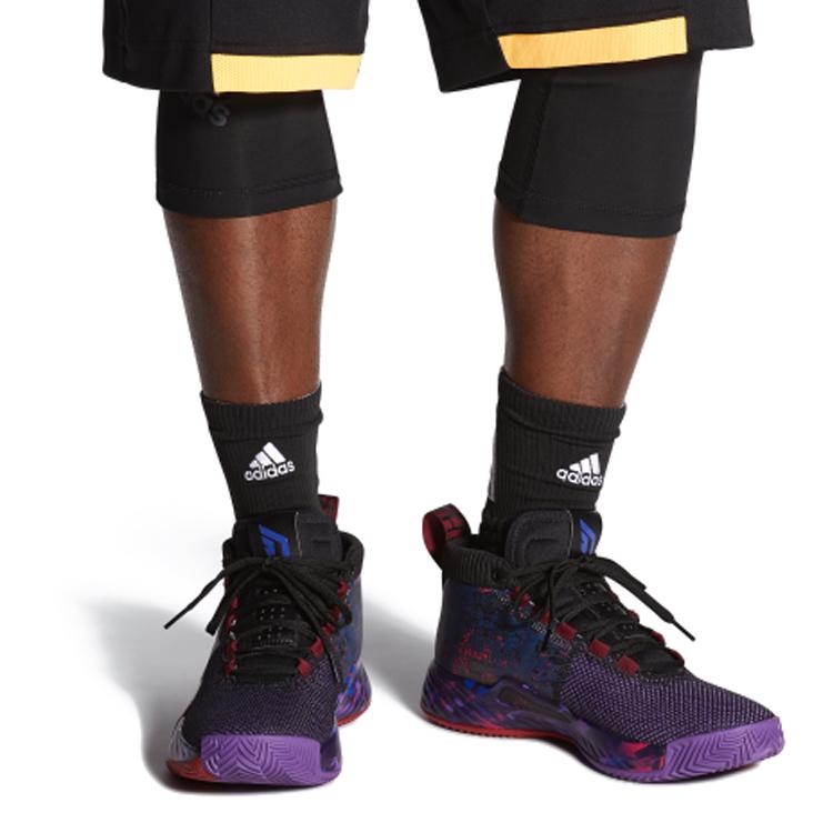 Adidas D Lillard 5 Shock Absorption Non-Slip Wear-Resistant Mid-Top Basketball Shoes Men Sneakers Purple Red EF8663