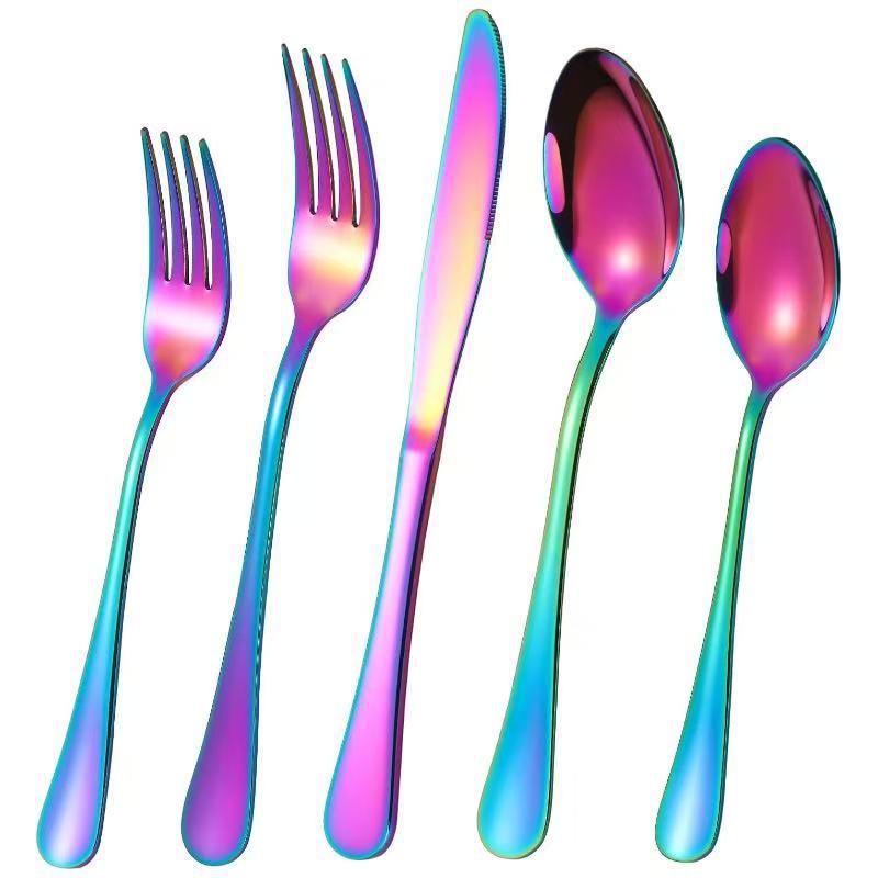 European Style Titanium Black Stainless Steel Cutlery Set - 4-Piece Knife, Fork, Spoon Gift Set