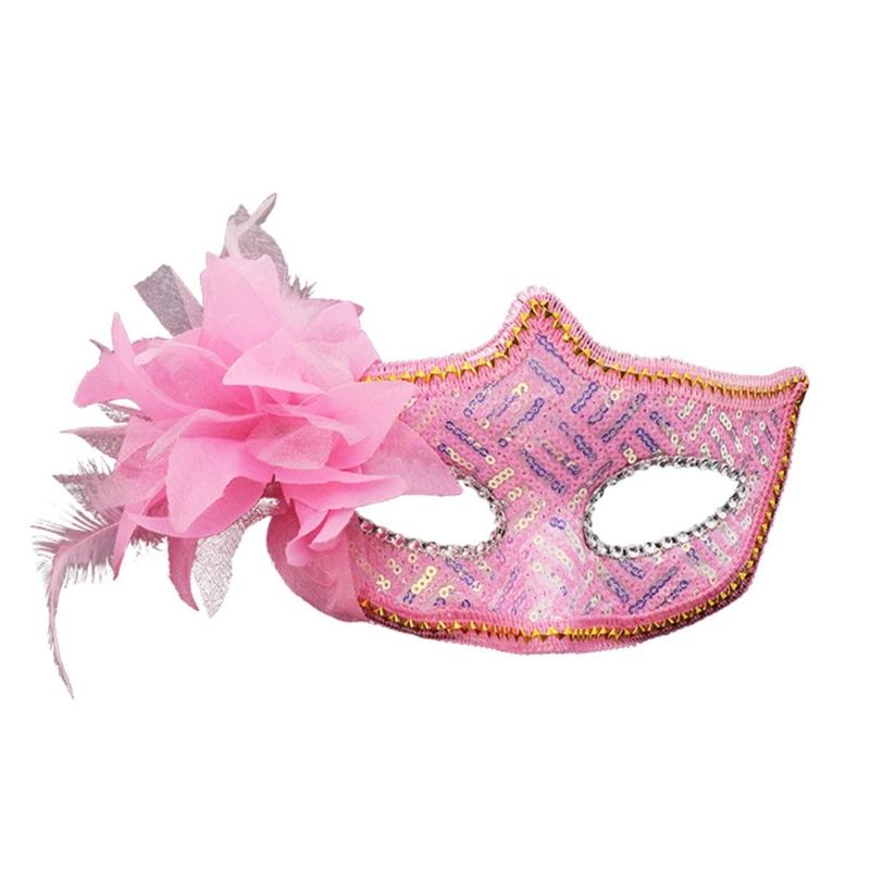 Elegant Side Flower Rhinestones Mask Breathable Face Mask Comfortable Wear Theatrical Use Costume Role Play Mask