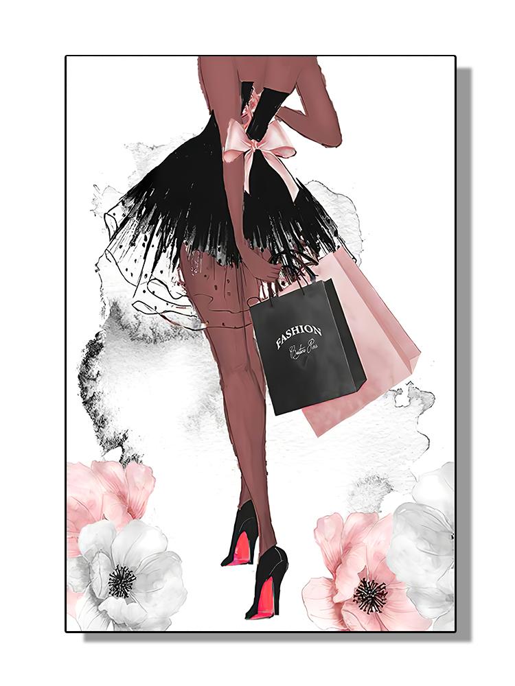 Fashion Girl Canvas Poster Perfume Bottle Print Pictures Flower Wall Art Prints Nordic Wall Posters Girl Bedroom Decoration