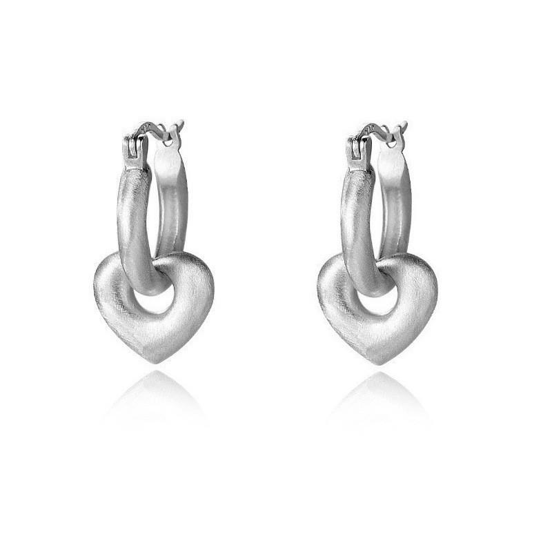 Frosted Matte Love Ear Buckle Personalized Millennium Spice Girl A Two-Wear Earring Simple Atmosphere Hollow Heart Earrings