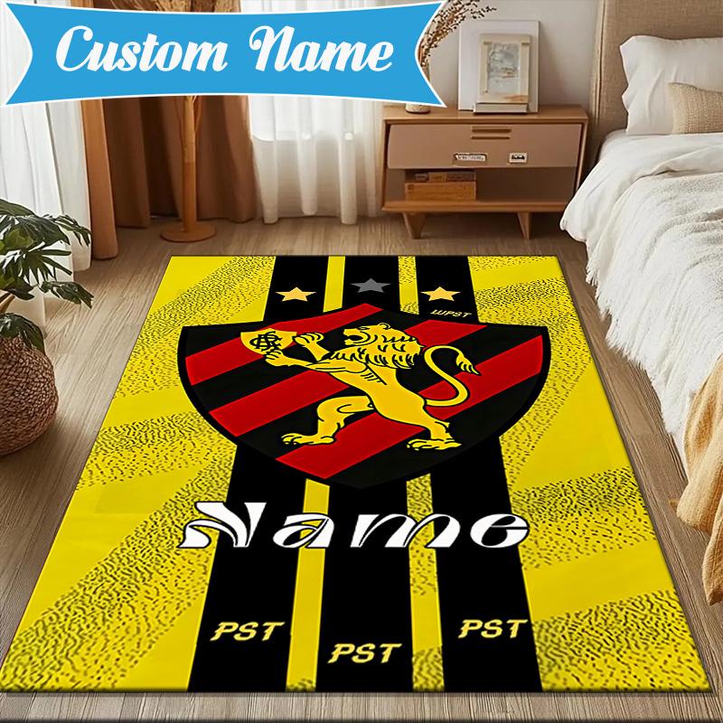 Custom Name Recife Lion Crest Flag Rug Game Carpet, Floor Mat for Bedroom Living Room Entryway Rug, Home Decor Idea Gift for Christmas birthday