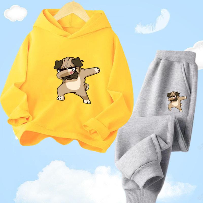 Funny Dabbing French Bulldog Dog Hoodie Set Casual Thin Hoodies + Pants Two-Piece Tracksuit Trendy Sportswear Set