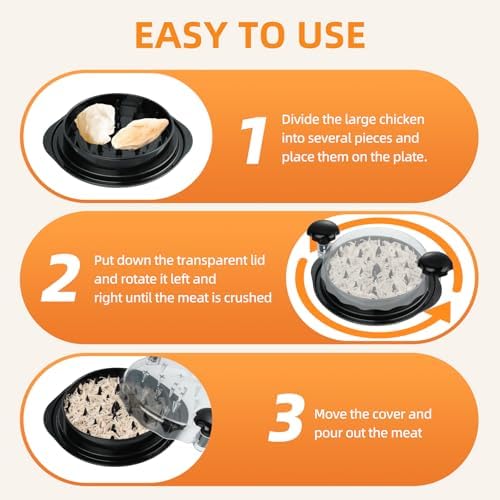 Chicken Shredder 9.6 Inch with Transparent Lid Food-Grade Chicken Meat Shredder Non-Slip Ergonomic Handle Time-Saving Kitchen Tool