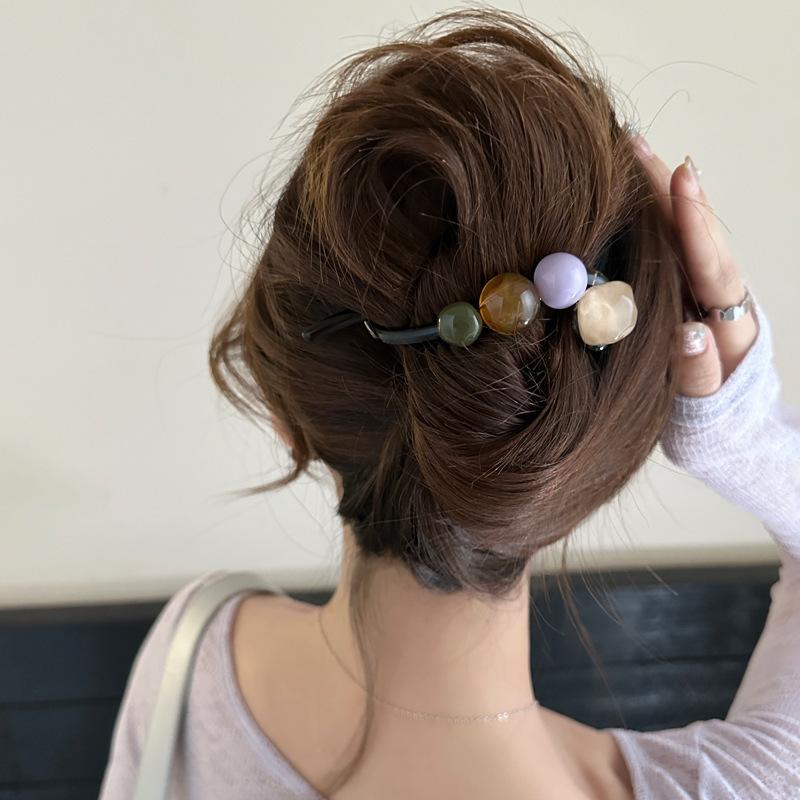 Fashion Twist Hair Clip for Women Girls Elegant Colorful Irregular Beads Twisted Hairpin Hair Accessories  New Headwear