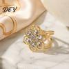 Shiny Scarf Fastener Rhinestone Flower Ring, Six Petal Clip Elegant Sparkling Holder for Women Shirts Silk Scarves Shawls Fashion Jewelry