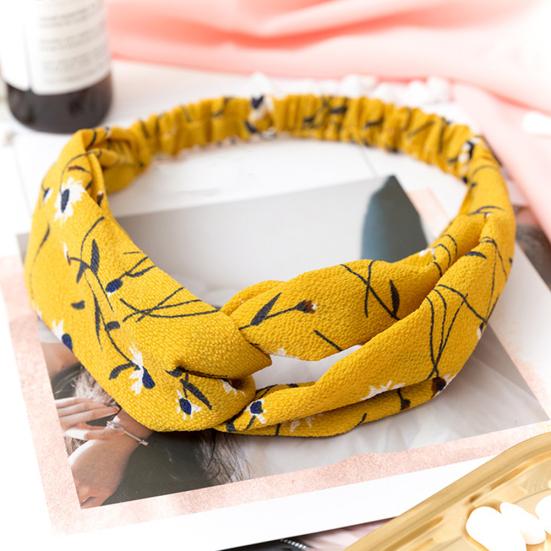 Fashion Women Flower Print Cross Knotted Headband Hair Band Elastic Headwear