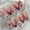 24Pcs Sweet Pink French Tip Polka Dot Nails With 3D White Bow Almond Shape False Nails Detachable Press On Nails For Women