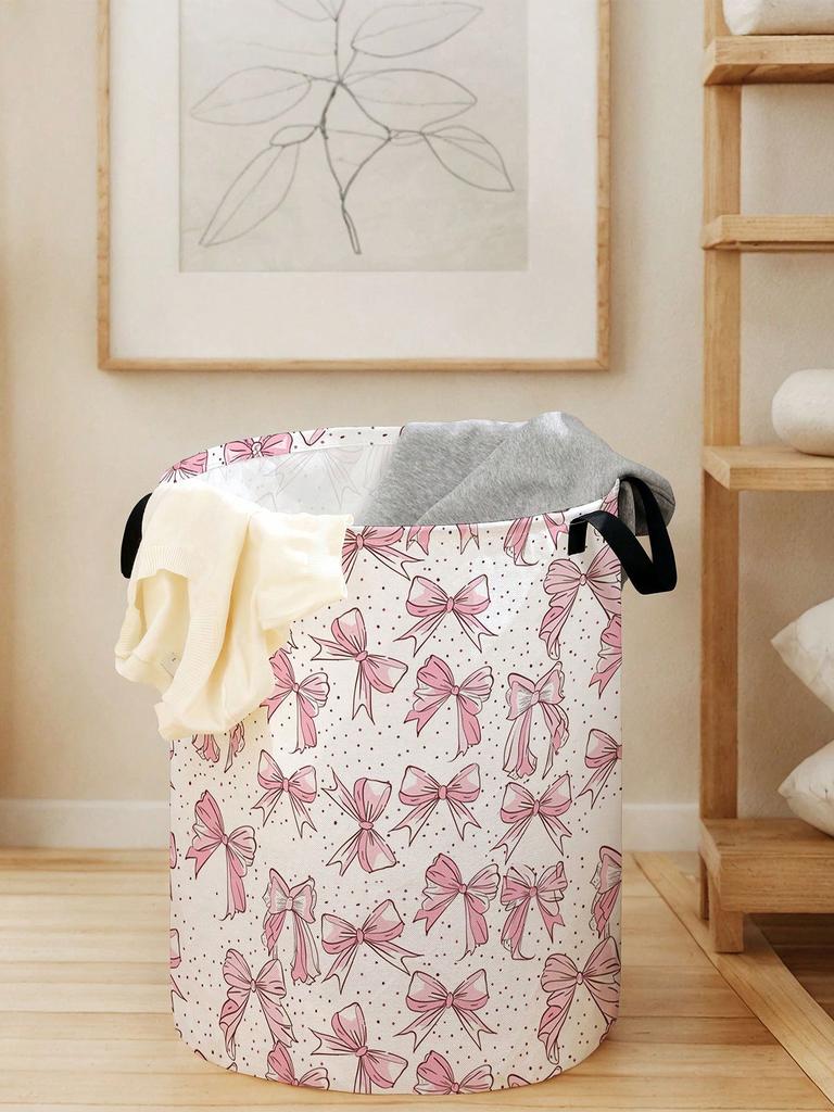 Bow tie laundry basket, foldable large capacity canvas storage bucket, children's toy clothing storage, home bathroom