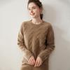 Women's Three-Ply Cashmere Cable Knit Drop Shoulder Sweater: Autumn/Winter Casual Loose Pullover