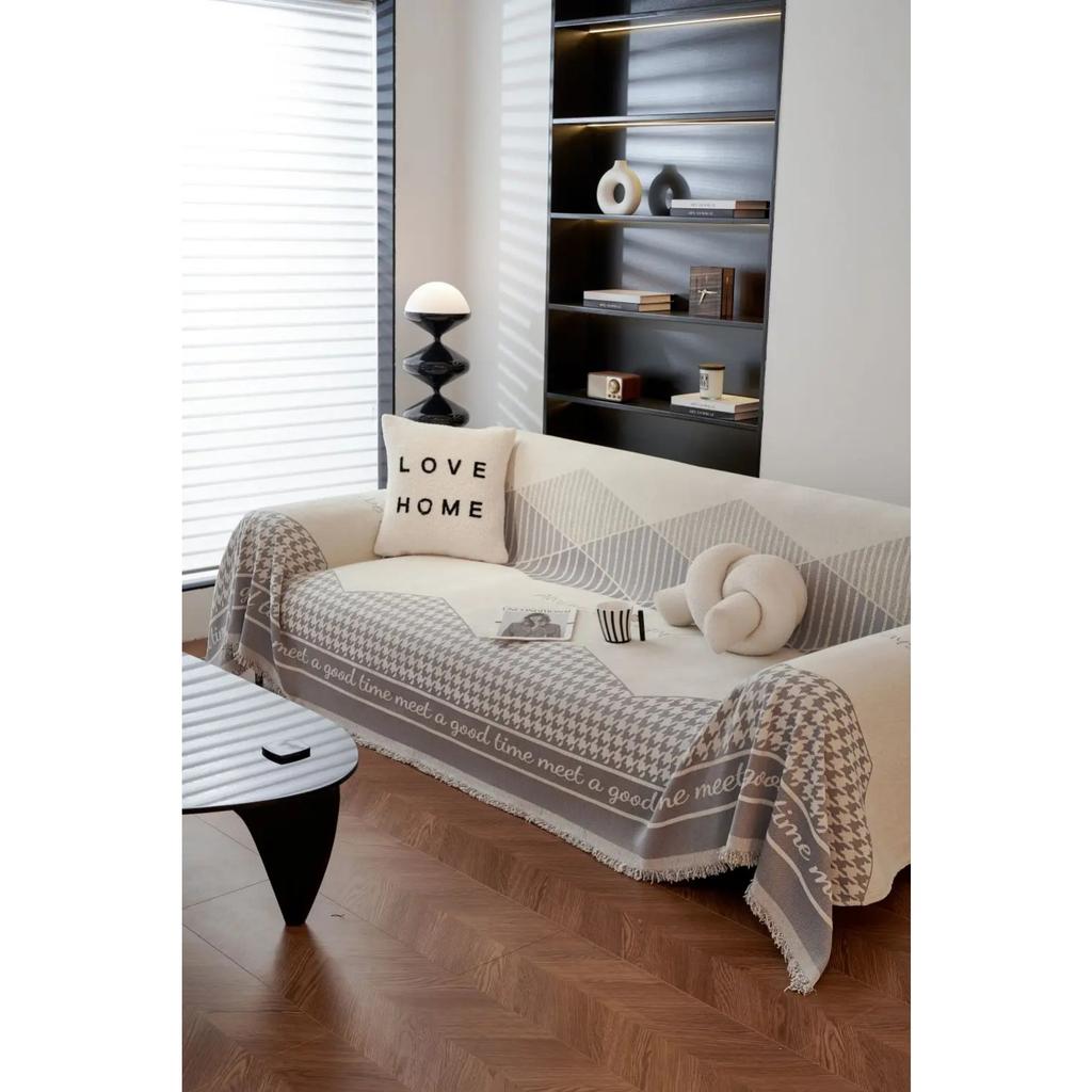 Housses De Canapé Sofa Cover Towel Vintage Houndstooth Cloth Sofa Four Seasons General Sofa Cushion Full Cover Towel Blanket