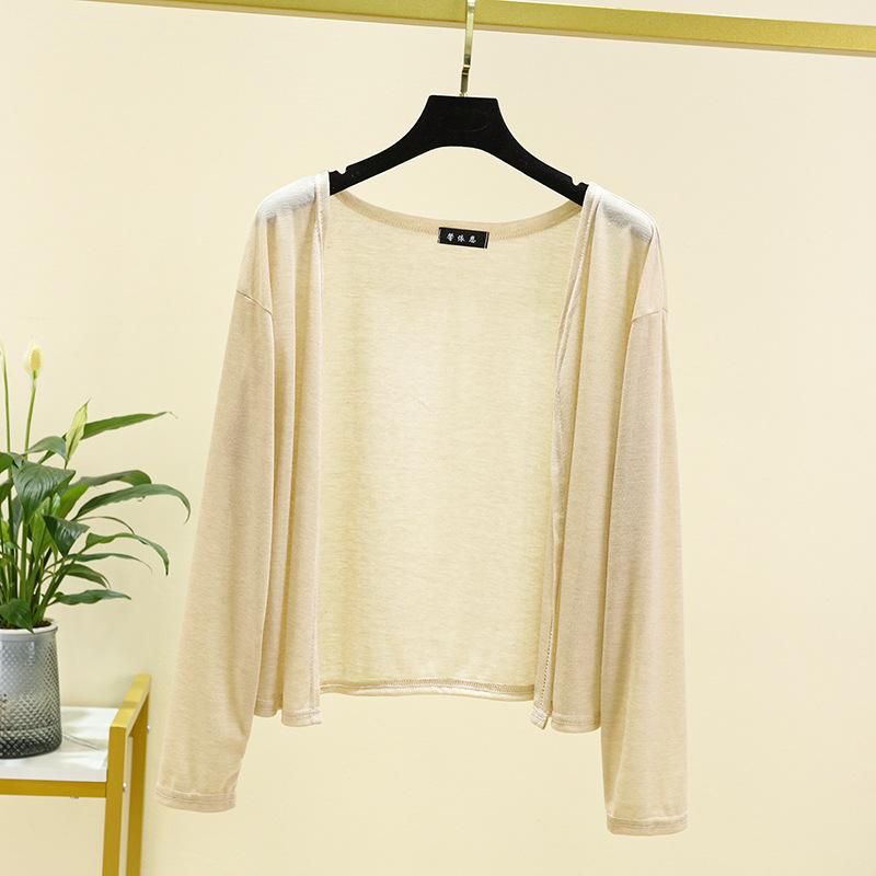 Women Long Sleeves Sun Protection Thin Cardigan Loose Air-conditioned Cover Up Front-open Tops