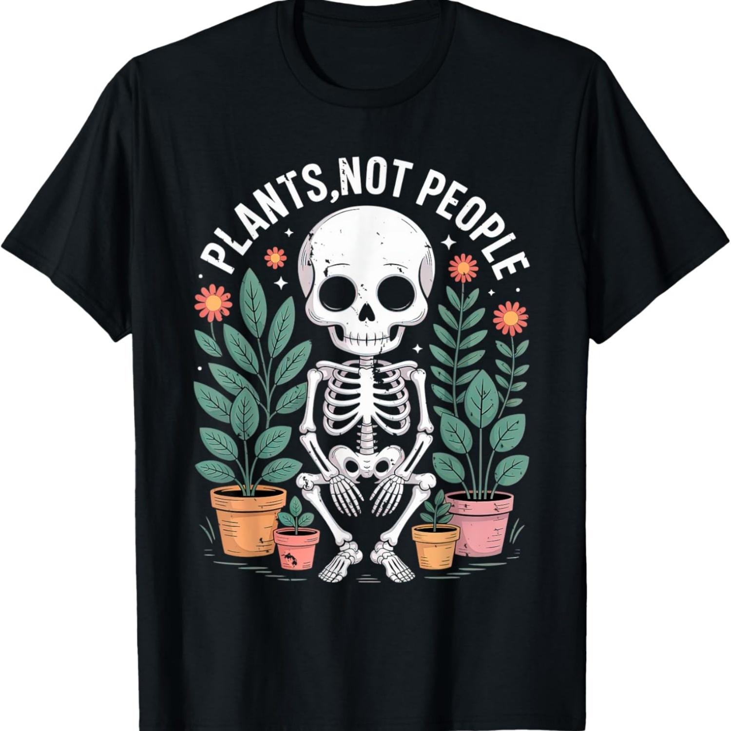 Plants Not People Skeleton with Succulents and Garden T-Shirt(2) S чёрный