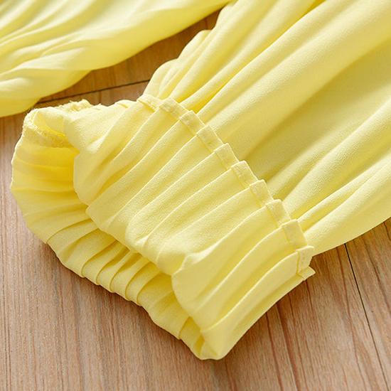 Children's Summer Pants Cute Pleated Chiffon Pants Girls Casual Loose Thin Eight-point Pants