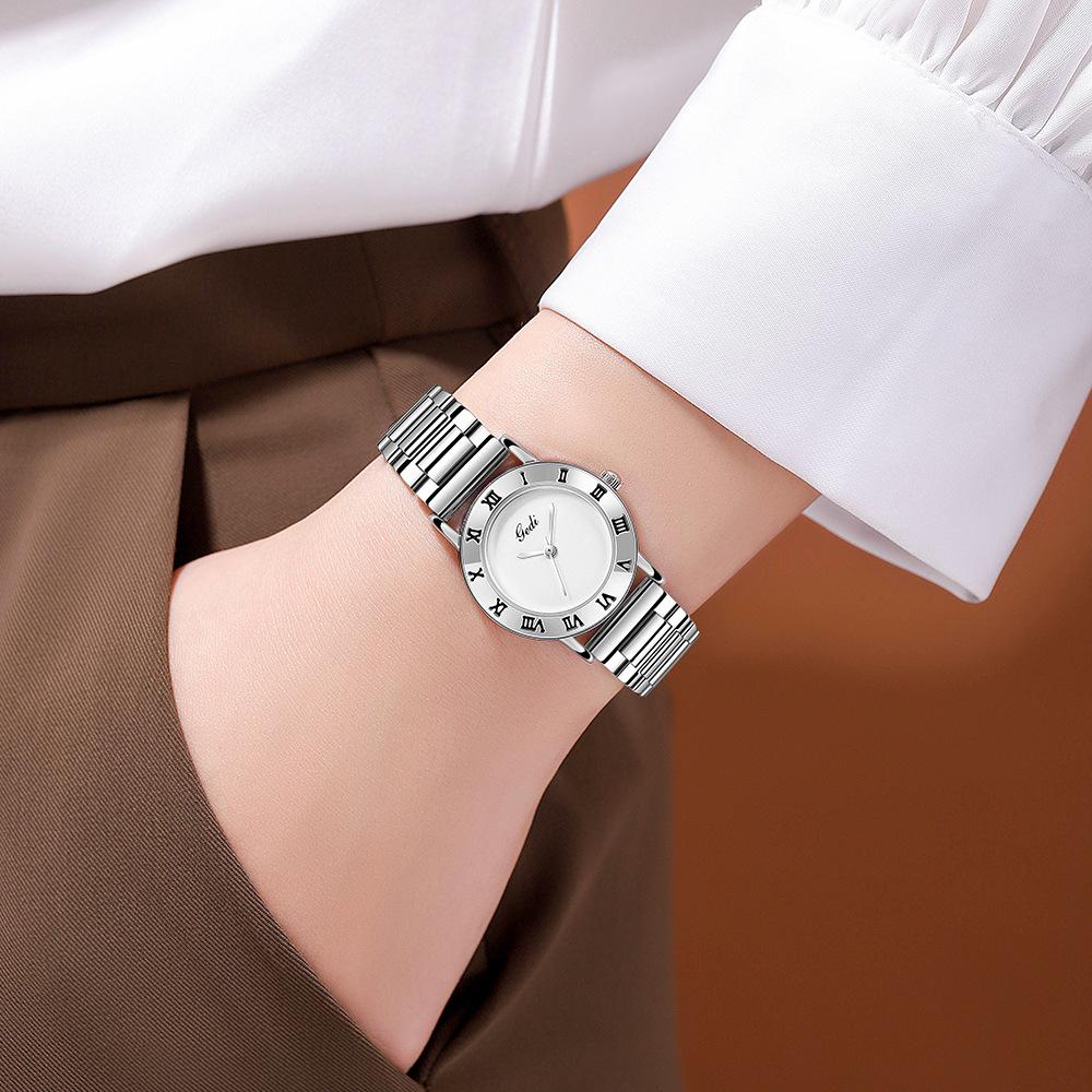 Fashionable Steel Strap Women's Watch, Light Luxury, Retro Quartz Watch, Simple Roman Scale, Elegant Women's Watch