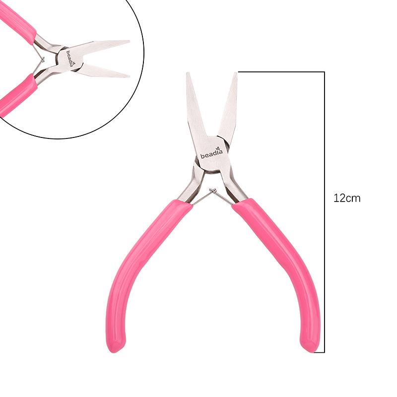 "Handmade Pink Needle-Nose Pliers: Multi-Function Jewelry Tool for Beading and Winding"
