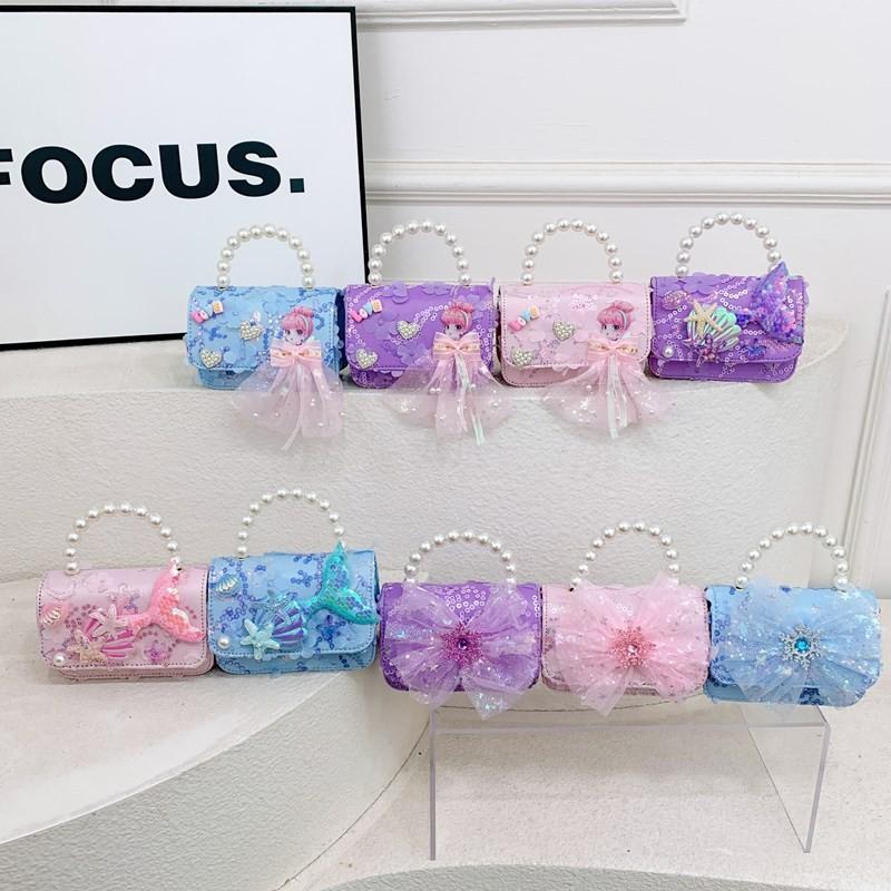 Snowflake Frozen Pattern Childrens Small Crossbody Bag With Material Sequin