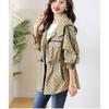Women Loose Temperament Fashion Print Trench Coat  Spring Autumn Korean Casual Hooded Windbreaker Female Outcoat