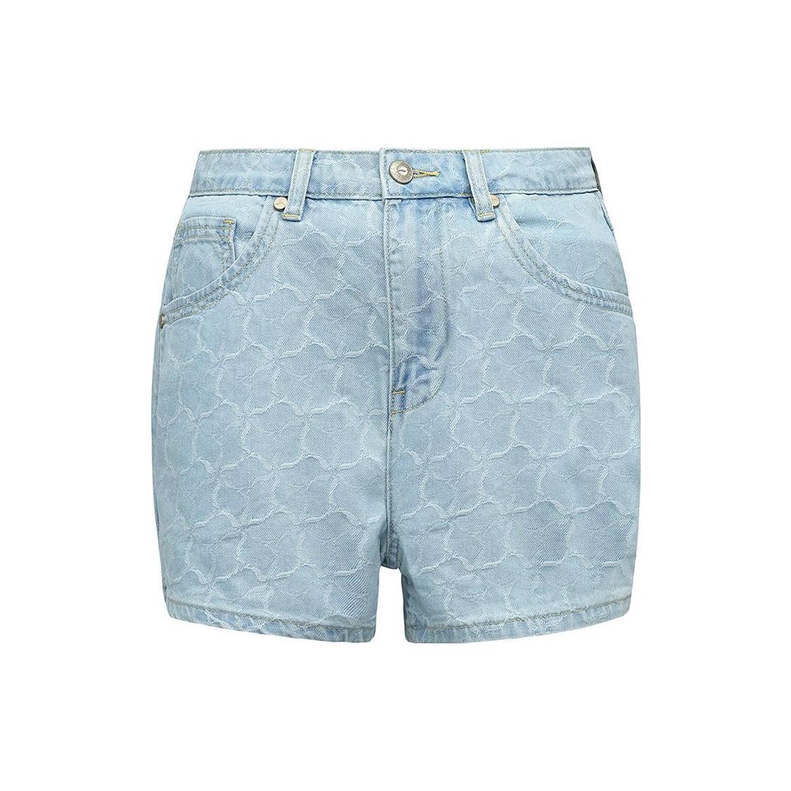 Li-Ning 1990 Classic Series Zipper Closure Washed Denim Shorts Women shorts Light-Blue AJST216-1 S