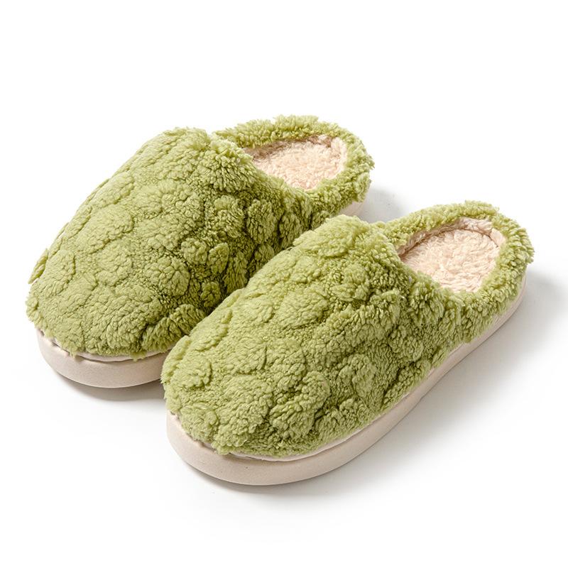 Autumn and winter new plush thermal cotton slippers women's indoor home non-slip household couple plush slippers men's winter