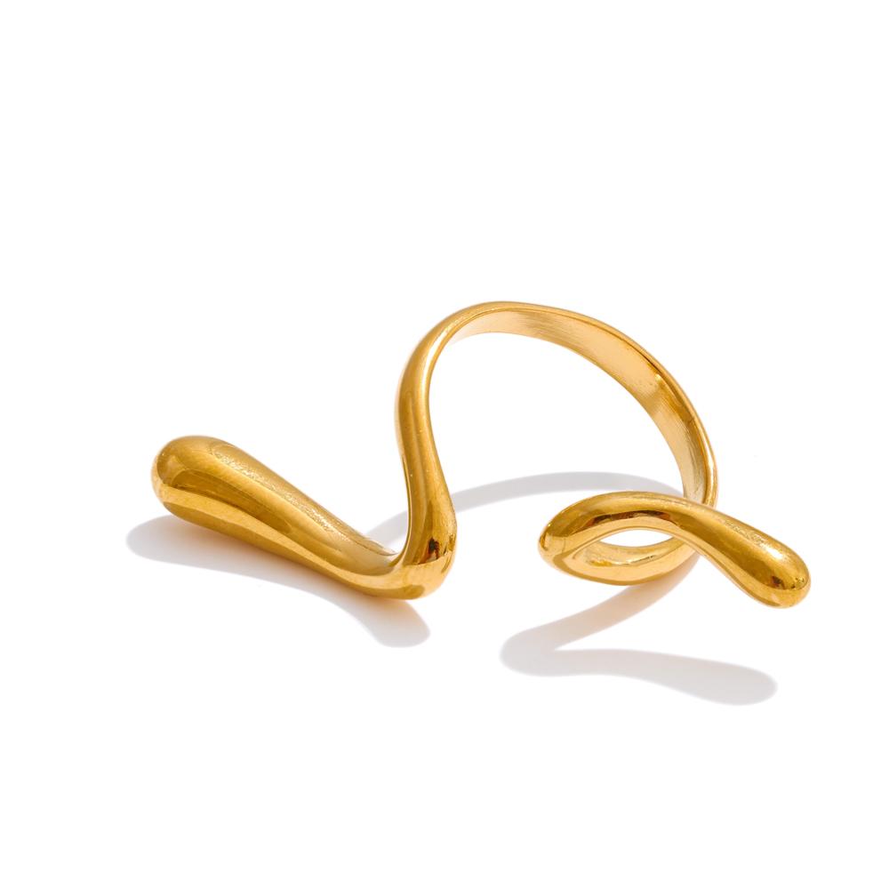 Yhpup Stainless Steel Twisted Irregular Adjustable Creative Fashion Ring Distinctive Geometric Finger Jewelry Accessories New