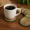 Woven Straw Green Lining Eco-friendly Coasters