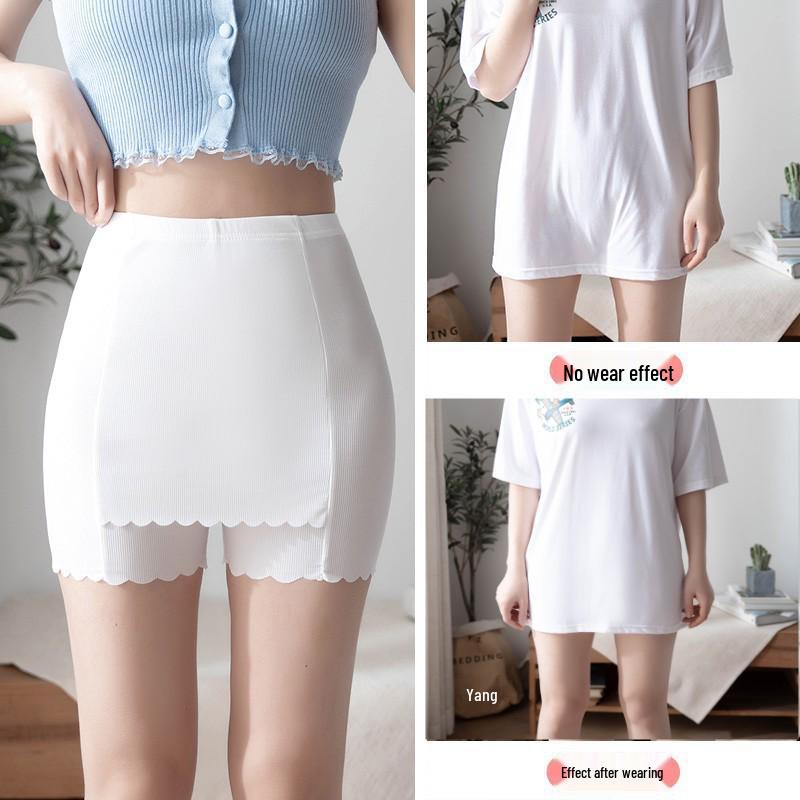Double-Layer Ice Silk Safety Shorts - Seamless Anti-Exposure Base Layer Pants Large