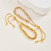 Luxury Tri Color Beaded Bracelet for Women, Gold Plated Adjustable Chain Bracelet, Unique Design Fashion Jewelry