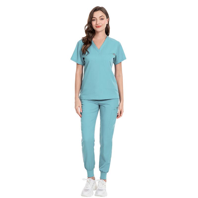 Women's Hand Washing Clothes Set, Oral Clinic Operating Room Nurse Uniform, Short-sleeved V-neck Top