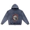 DTG print Knitted Denim Zip-Up Hoodie Unbreakable Mental Brother Print Zipper Hoodies  