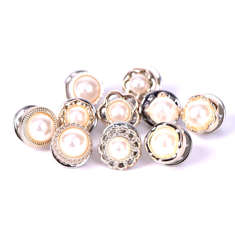 10Pcs/Set Mini Pearl Flower  Brooch Buttons Suit Shirt Lapel Collar Pins