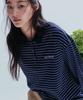 ANNEHEARTS Pin Stripe Collar Polo Tee_Navy