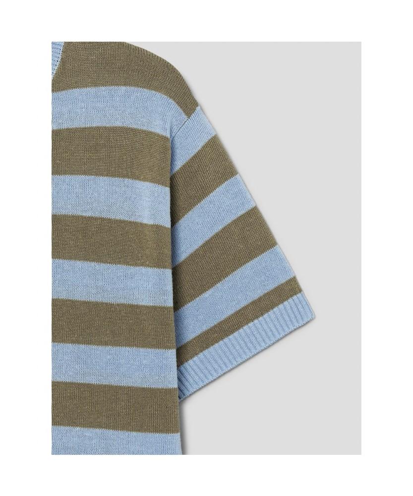 8SECONDS Short-Sleeved Striped Pullover Sky Blue