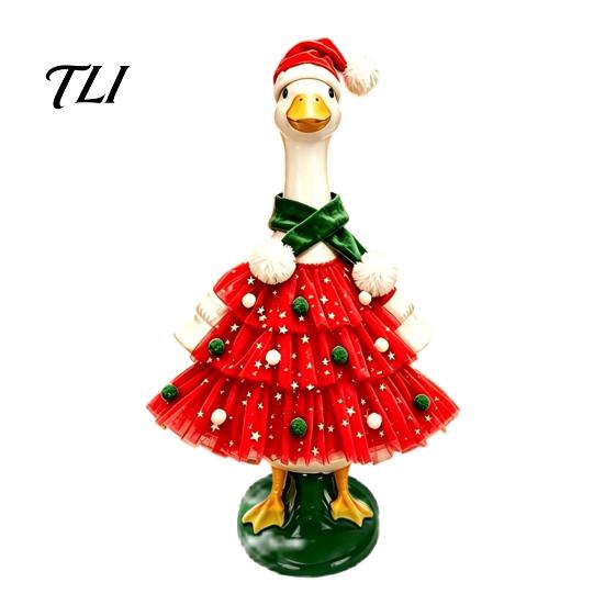 Festive Lawn Goose Accessories Christmas Porch Outfit, Santa Dress with Plush Scarf And Holiday Animal Costume Hat Apparel, Winter for Outdoor Outfit