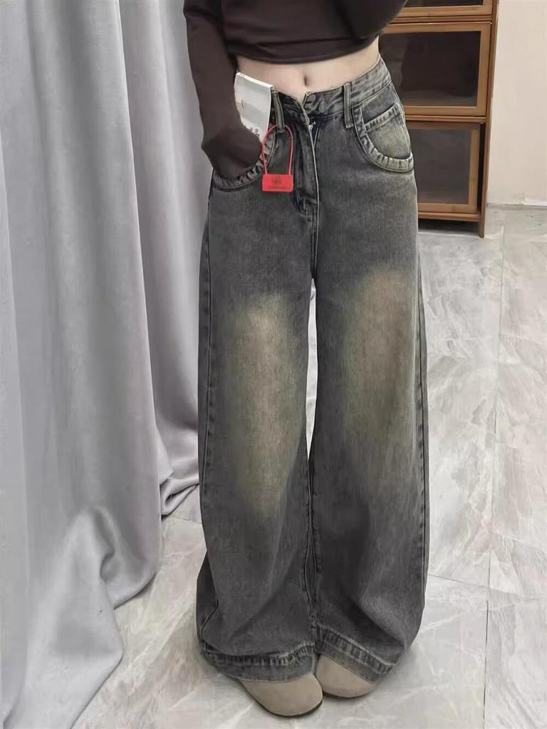 Vintage High-Waist Wide-Leg Jeans - Spring/Autumn Retro Style 2025