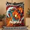 Custom Name Personalized Charizard VS Blastoise Print Blanket, Home Decor, Bedroom, Sofa, Camping, Couch, Gifts for Birthday Christmas