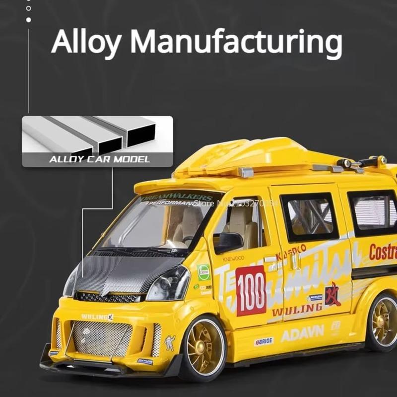1/24 slitinová hračka modelu auta Wuling Hongguang Simulace dodávky kovu tlakové lití zvuku a světla Model auta pro chlapce Dárková kolekce ozdoby