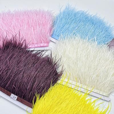 100CM 8-10cm Colorful DIY Ostrich Feather Trims Crafts Plume Sewing Clothing White Feathers Ribbon Wedding Party Decor