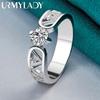 925 Sterling Silver Hollow V Zircon 7 8 9 10 Ring For Women Fashion Jewelry