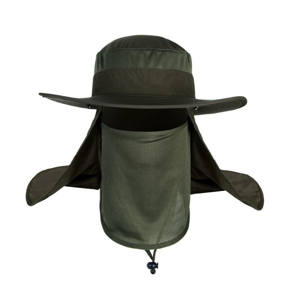 

Sun Block Fishing cap Large Round Brim Summer Sun Hat Hiking Visor Bucket Hat Travel темно-зелений колір