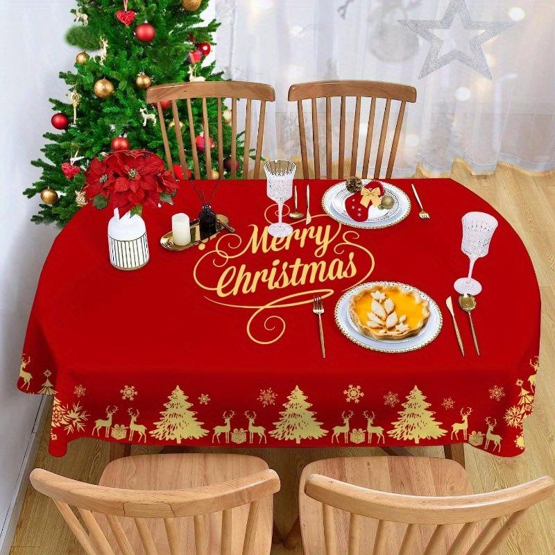 Waterproof Christmas Tablecloth Digital Print Kitchen Dining Table Decor Washable Holiday Home Decor
