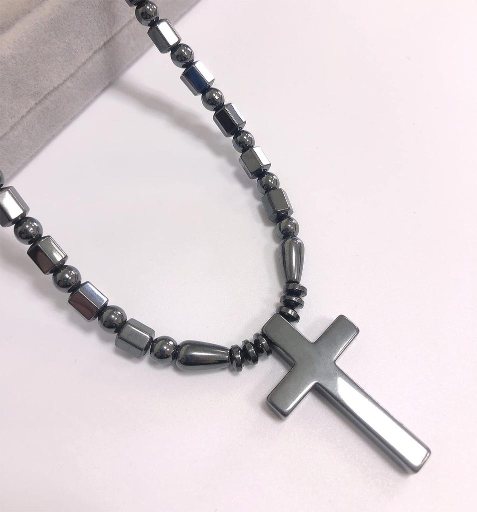 Ecooon 5A Grad Stark Magnetische Hämatit Halskette mit Spiegelpolierter Oberfläche, Terahertz Mineral Halskette für Männer und Frauen